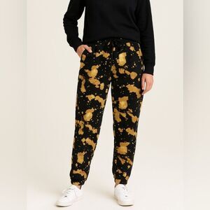 WeSC Black & Gold Bleach-Splatter Joggers Unisex Streetwear Sweatpants. W Small